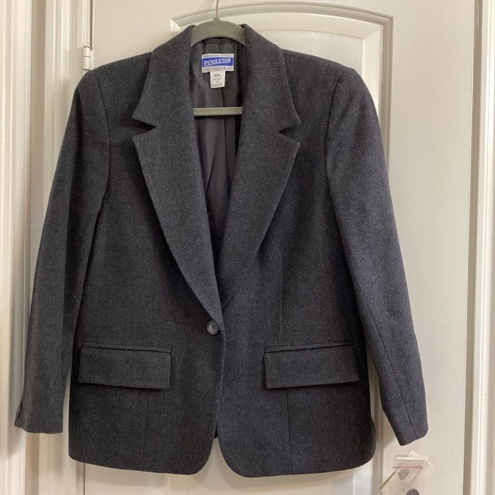 Pendleton Women's Charcoal Wool Single-Button Blazer
